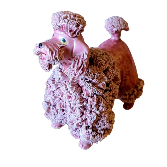 Vintage 1950's Pink Spaghetti French Poodle Miniature Dog Figurine Ceramic - Picture 1 of 6